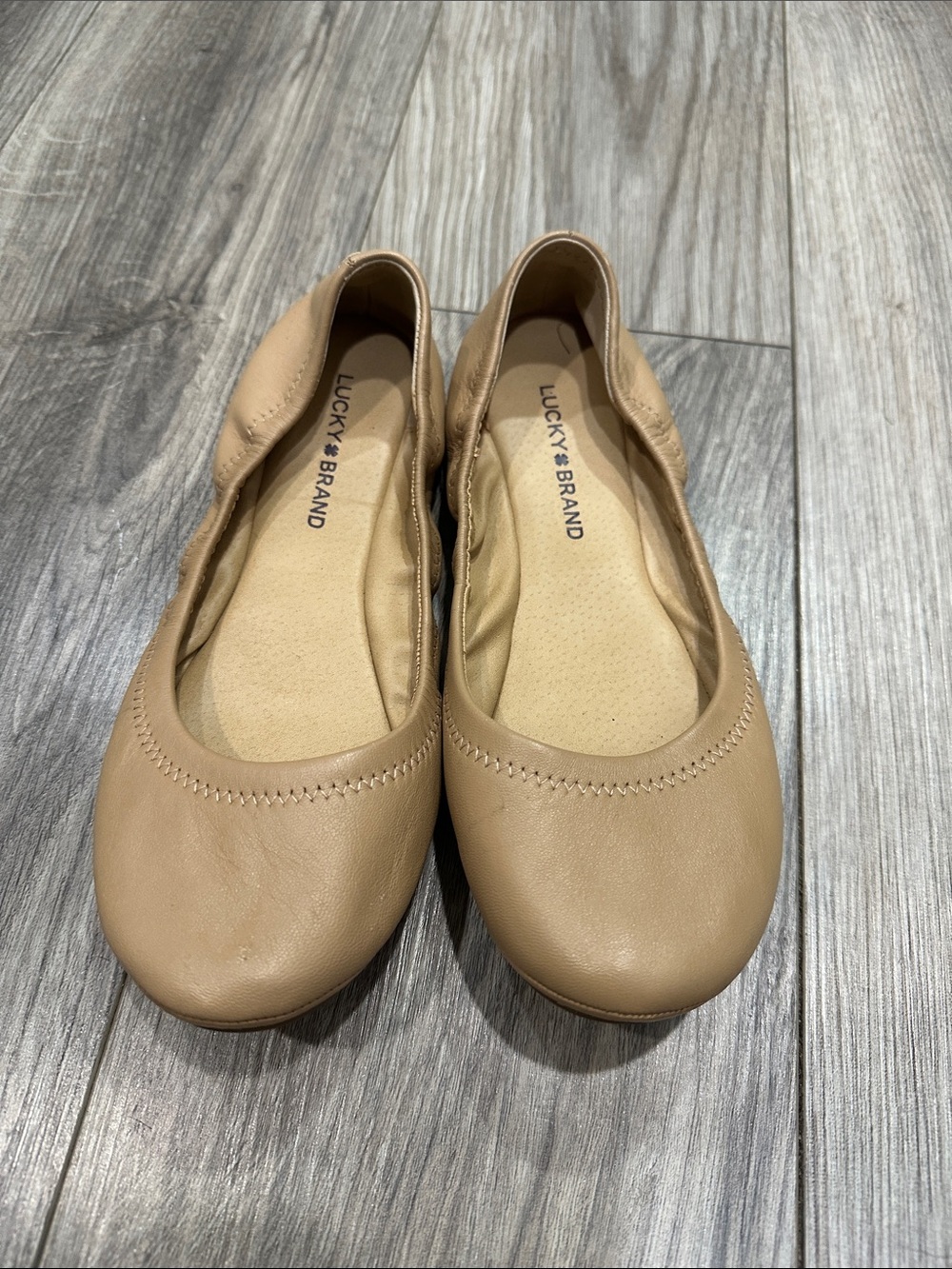 Lucky Brand Beige Leather Ballet Flats